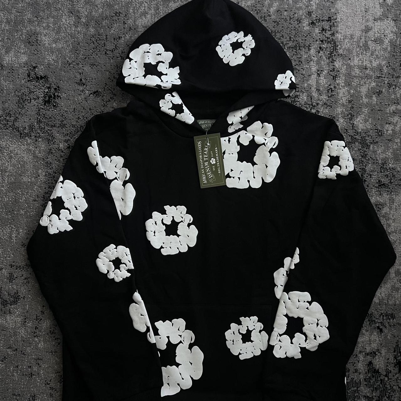 Black and White Denim Tear hoodie