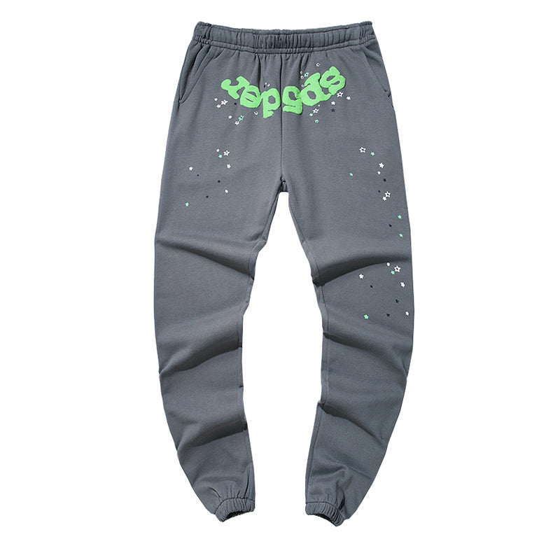 Gray and green Sp5der pants